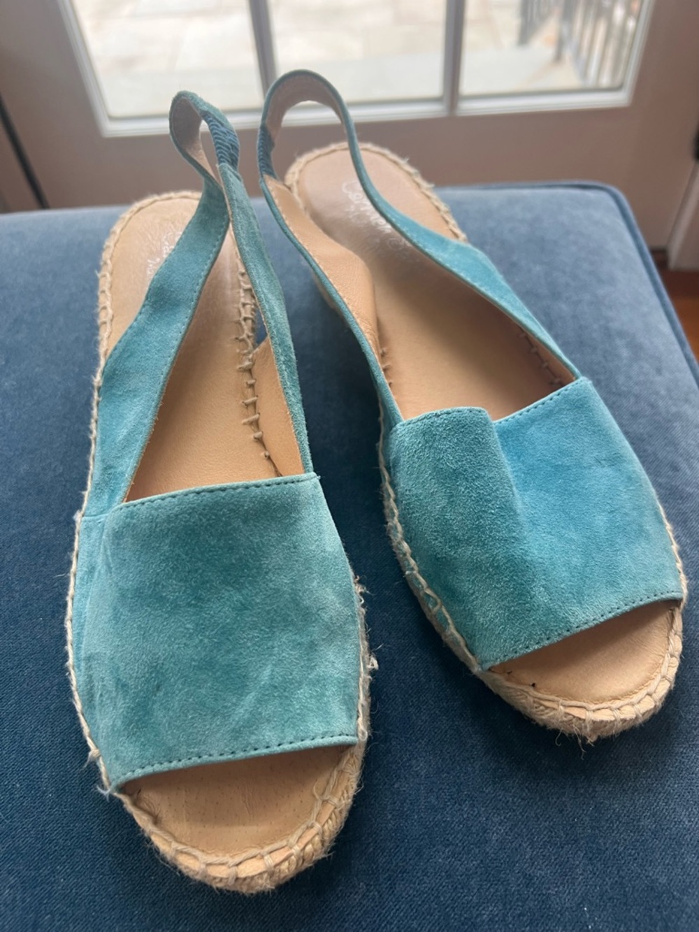 NWOT Carmen Saiz Teal Suede Espadrille Slingback - Picture 8 of 8